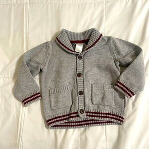 Gymboree 18-24 month boys cardigan grey and burgundy back diamond pattern